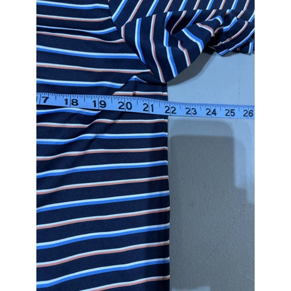 Adidas‎ Polo Shirt Men's Sz M Climalite Moisture Wicking Stripe Navy Blue